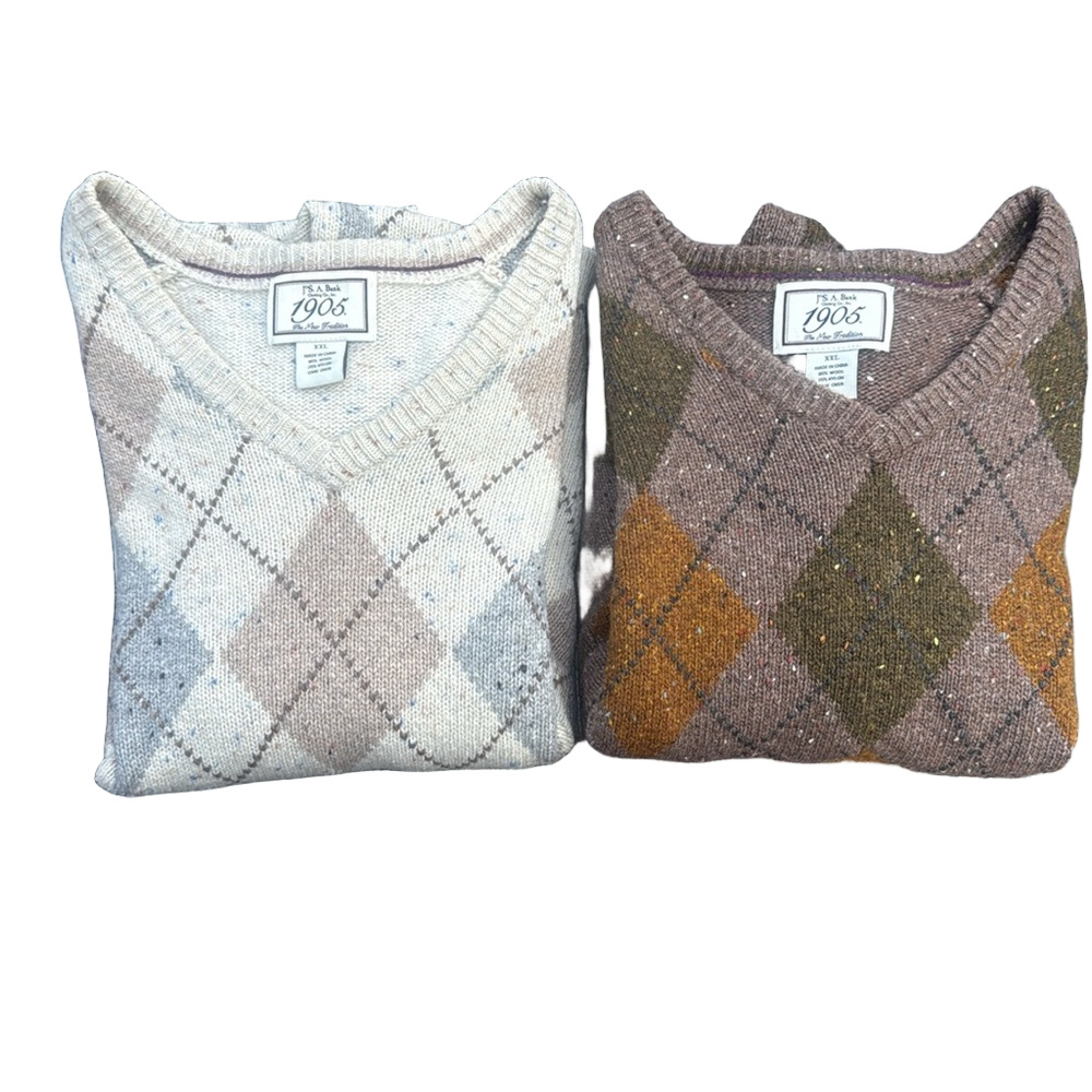 Two for One! Jos A Banks Argyle Sweaters XXL EA106A and B